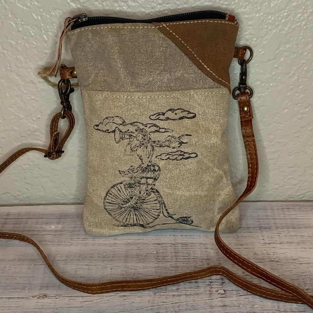 NWT Bike Lady Passport Bag - Repurposed Canvas